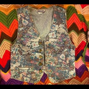 Zena Vintage Floral Denim Vest